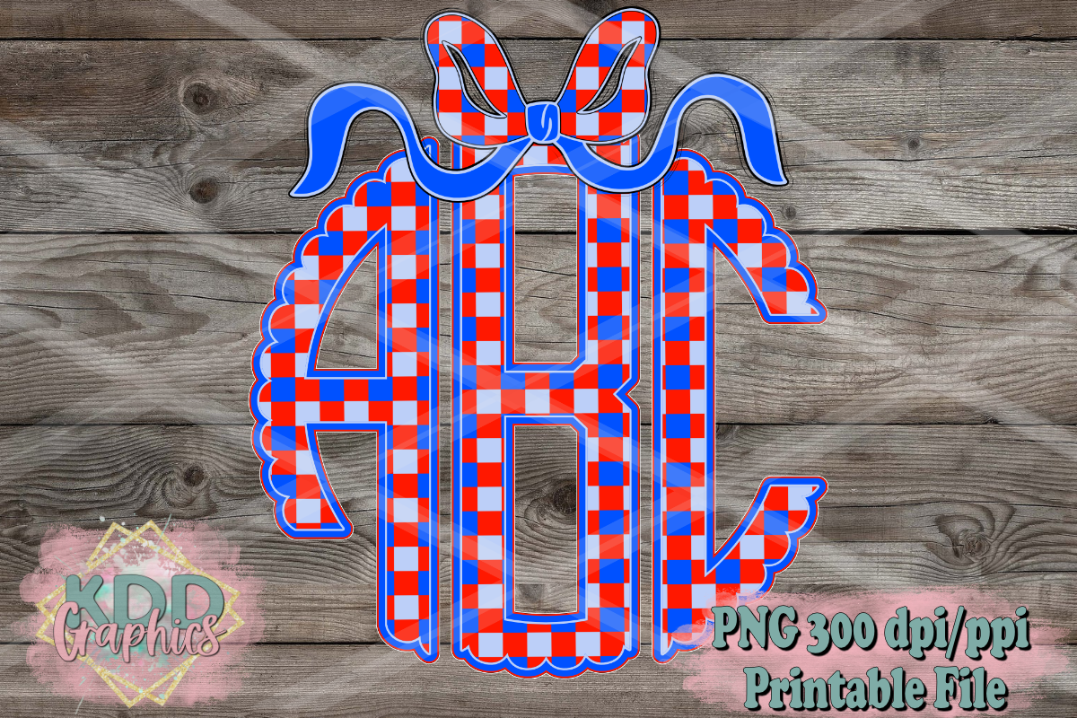4th of July Scalloped Circle Monogram