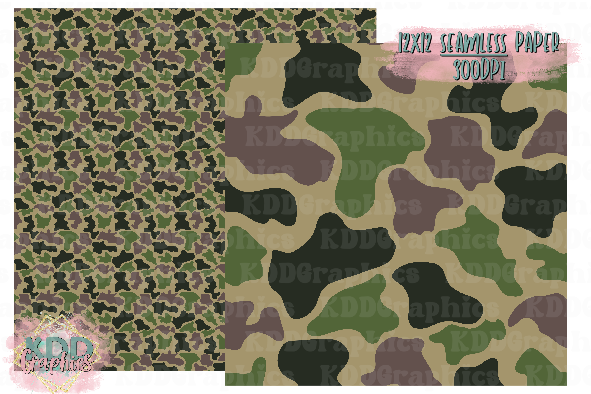 Dark Green Brown Duck Camo SEAMLESS Paper