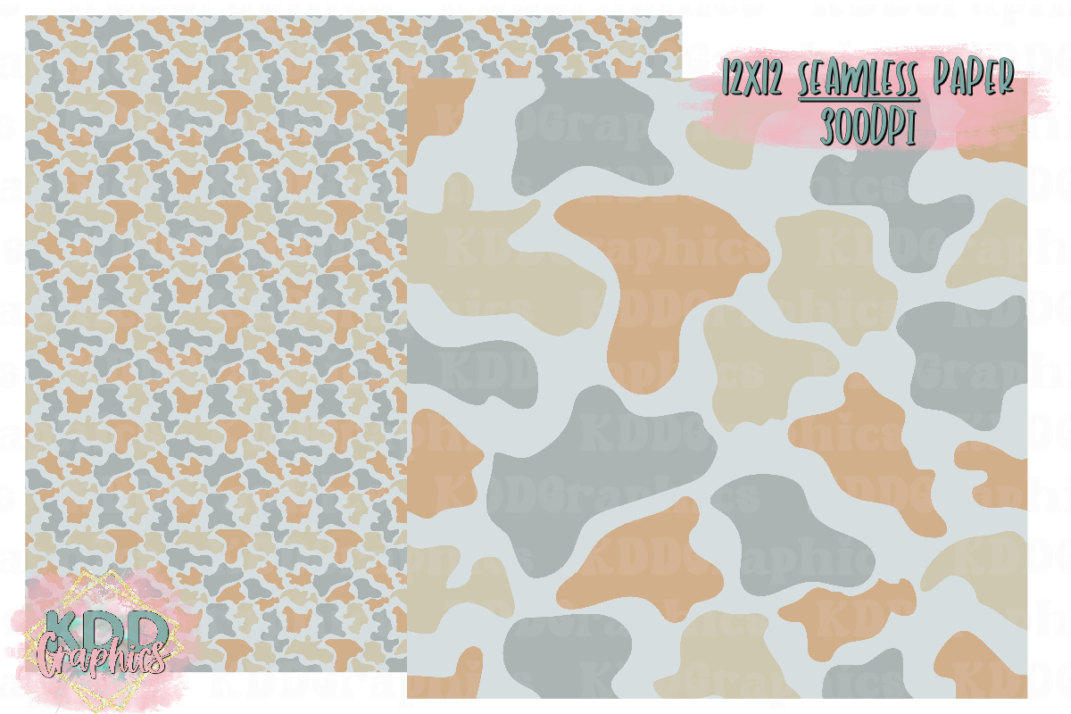 Grey Peach Tan Duck Camo SEAMLESS Paper