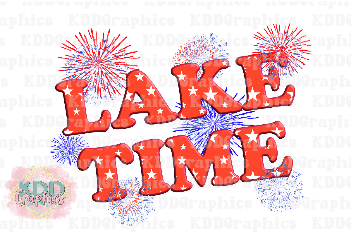Patriotic Lake Time - Fireworks - 4th of July PNG