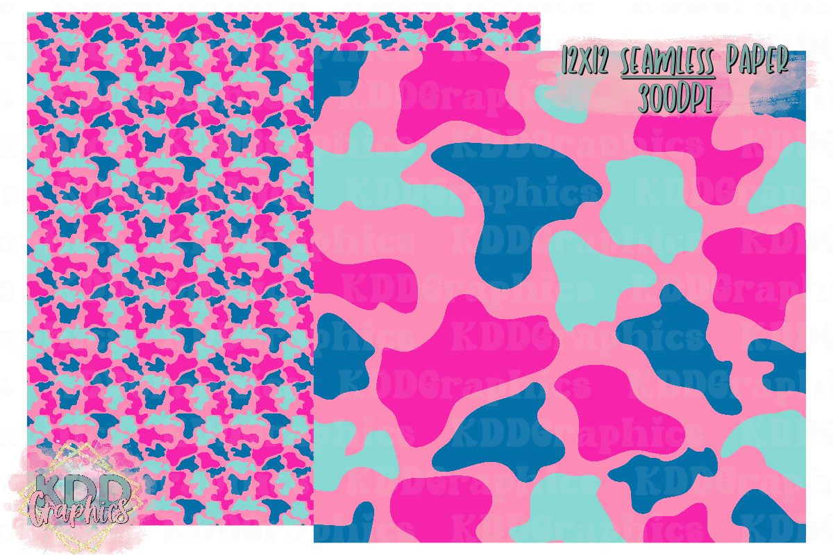 Pink Blue Aqua Duck Camo SEAMLESS Paper