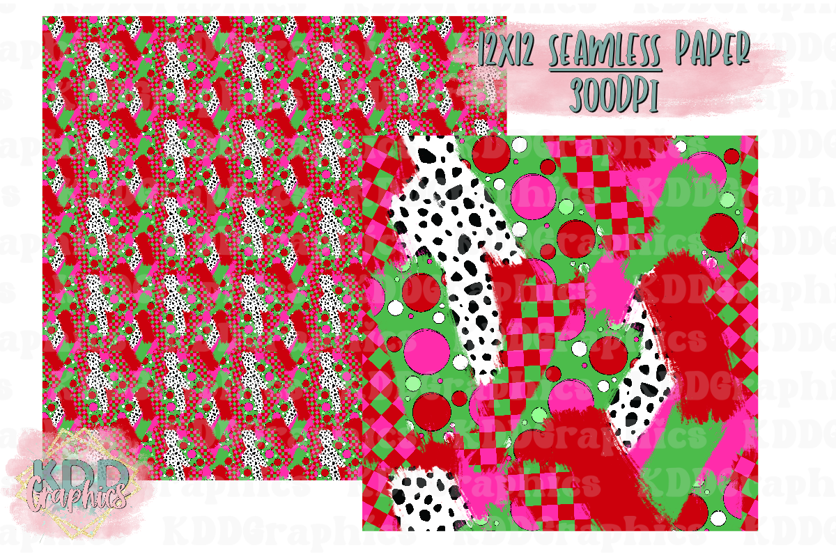 Pink Checkered Dalmatian Dots Brushstroke SEAMLESS Paper