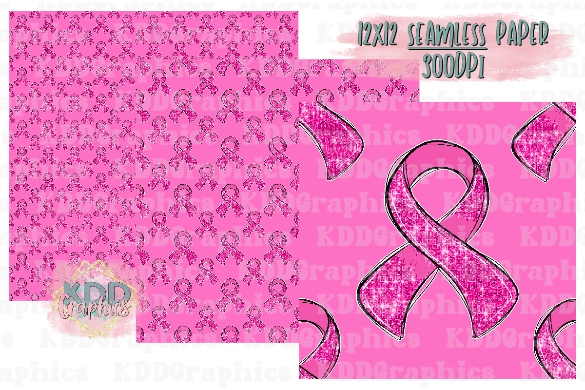 Pink Glitter Breast Cancer Awareness SEAMLLES Paper