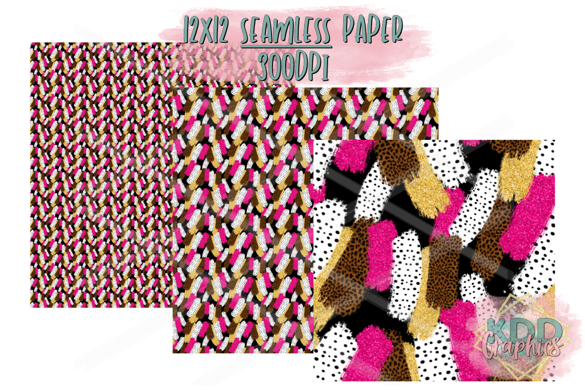 Pink Gold Black Paint Brushstroke SEAMLESS Paper
