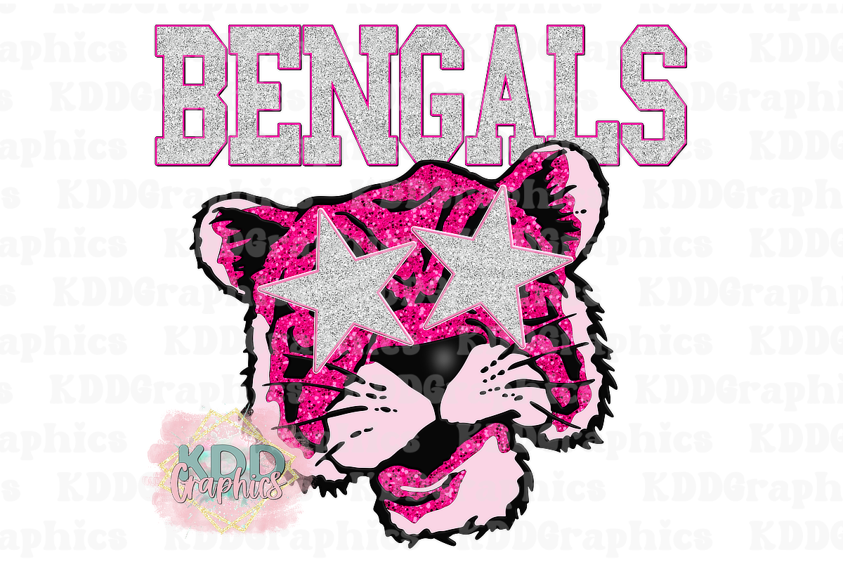 Preppy Pink Bengals Mascot - School Spirit PNG