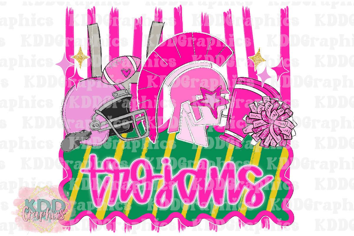 Preppy Pink Trojans PNG - Cheer Football - Trojan Mascot PNG