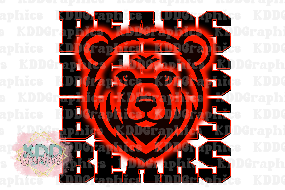 Red Black Bears Mascot - School Spirit PNG