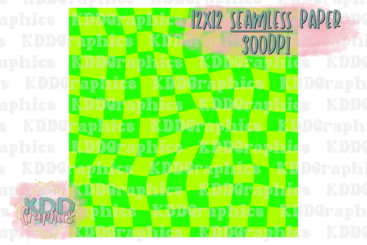 Yellow Neon Green Wavy Checkered SEAMLESS Paper